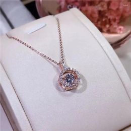 Pendants Arrival Female Chain Jewelry 925 Sterling Plata Round Micro Pave Zircon Pendant Necklace For Women Kolye Collares Bijoux