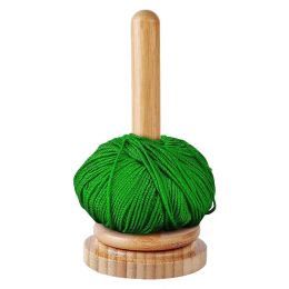 Knitting Yarn Ball Holder Wood Spinning Yarn and Thread Holder Desktop Yarn Bobbin Holder For Crochet Rotating Wooden Yarn Storage Winder