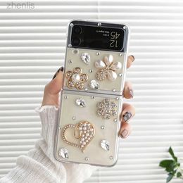 Cell Phone Cases Luxury Bling Diamond Crystal Transparent Phone Case For Samsung Galaxy Z Flip Fold 4 5G Protective Cover d240424