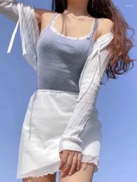 Skirts Casual Women White Breathable Mesh Skirt 2024 Summer Fashion Ladies Sexy Club Style Female Solid Color