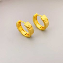 Gold diamond design charm earringsQingdao material 18K real gold circular minimalist earrings high-end texture with carrtiraa original earrings