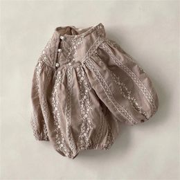 dresses Newborn Baby Girls Casual Clothes Autumn New Long Sleeve Bodysuit Toddler Girls Cotton Embroidered Jumpsuit