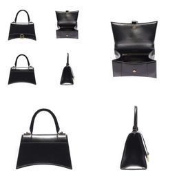 Women's Small Black Shiny Calf Leather Handheld Hourglass Bag Original Quality