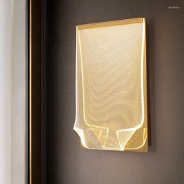 Wall Lamp Modern Transparent Acrylic Square Minimalist Living Room Bedroom Corridor Aisle Background Sconce Indoor Lighting