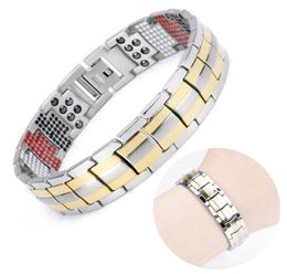 Men Gold Bracelet Popular Drop Bangles Wrist Charm Germanium Magnetic Health H Power Titanium Bracelet Jewelry8572423