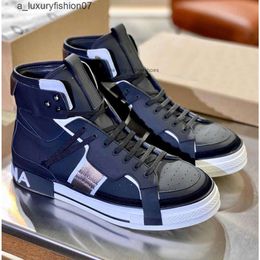 New Custom Sneakers Top Brand High-top -custom 2.zero Shoes with Contrasting Details Calfskin Mixed-material Leather Men Rubber Sole R25n IDMV