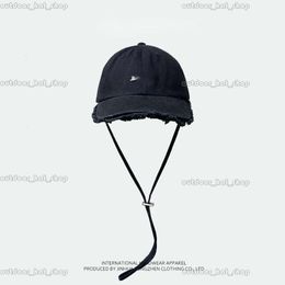 Jacquemues Bag New Jacquemes Hyunya Same Style Rubbed Baseball Hat Women's Tassel Sunscreen Duck Tongue Hat With Wind Rope 744