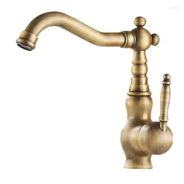 Bathroom Sink Faucets Archaistic Antique Brass Faucet And Cold European-style Cabinet Basin Rotatable Retro Counter Tap