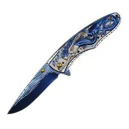 Special Offer A6715 High Quality Assisted Flipper Folding Knife 8Cr13Mov Blue Titanium Coated Drop Point Blade Stainless Steel Handle Tactical EDC Pocket Knife