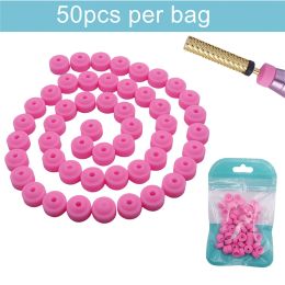 Bits 20/50pcs Nail Drill Plastic Protection Pink Caps Used on 3/32" Nail Drill Bits Electric Accessories Nail Tools Prevent Dust