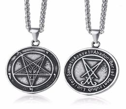 Assorted Style Satanic Jewelry Lucifer Pentagram Baphomet Amulet Goat Satan Wiccan Satanism Pendant Necklace Stainless Steel28233684860