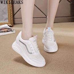 Casual Shoes Elevator For Women 2024 Summer Breathable White Sneakers Height Increasing Zapatillas De Deporte