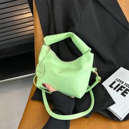 Drawstring Zipper Trendy Shoulder Bag Gifts PU Large Capacity Contrast Crossbody Simple Leather Handbags