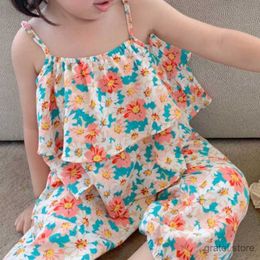 Clothing Sets 2024 Summer New baby Girls Suits Cute Floral Vest And Anti-Mosquito Pants Children Clothing Sets Fashion Kids Outfit