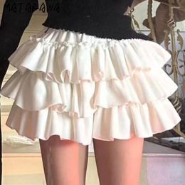 Skirts Matakawa Ruffles Y2k Sexy Mini Skirt A-line Korean Fashion Autumn Winter Solid Faldas Mujer Vintage High Waist Women