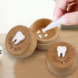 Storage Bottles Children Teeth Collection Baby Box For Boy Girls Commemorative Boxes Fetal Hair Umbilical Cord Preservation Wood Organiser