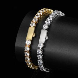 Hip Hop Style Full Bracelet Necklace Single Row Diamond Zircon Bracelet Necklace Festival Couple Gift High Quality Jewelry Width 5mm