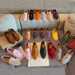 Designer Shoes loro Summer Charms Walk loafers Women casual shoe Men Suede Calf Skin Muller shoes Brand classic Walking Flats Pianos loafers women men Moccasin luxe