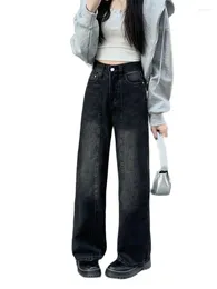 Women's Jeans Women Black Gothic Y2k Harajuku Aesthetic Streetwear Baggy Denim Trousers Oversize Wide Jean Pants Vintage Trashy Clothes