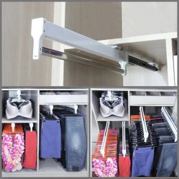 Racks 35/40/45cm PullOut Closet Valet Rod Adjustable Wardrobe Clothing Rail Top Mount Wardrobe Hanger Rack Clothes Trousers Storage