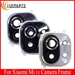 Cables New For Xiaomi Mi 11 Mi11 Camera Frame+Back Glass Lens For Xiaomi Mi 11 M2011K2C, M2011K2G Camera Lens Replacement