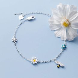 sailormoon sister bracelet designer Aloqi S Sier Forest Fresh, Sweet, Colourful Flower with Diamonds and Cute Bee Bracelet S4230