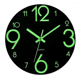 Wall Clocks Dark Brown Wooden Clock Modern With Glow-in-the-dark Feature Silent Home Decoration Simple Digital For Room