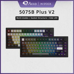 Akko 5075B Plus Black SilverDracula 75% Mechanical Gaming Keyboard Swap Three-Modes RGB 2.4GHz WirelessUSB Type-CBT 5.0 240415