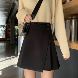 Summer Loose Casual KPOP Fashion Style Office Lady Skirts Sweat Cotton Linen Simplicity Solid Button Womens Clothes 240418