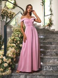 Party Dresses Angel-fashions Women's Spaghetti Strap Off Shoulder Long Dress Backless Flowy Flared Evening Wedding Bridesmaid Gown