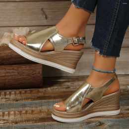 Dress Shoes Women Wedges Sandals 2024 Summer Fashion Ladies Peep Toe High Heels Casual Platform Beach