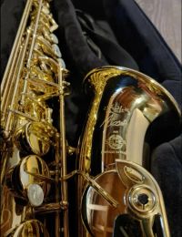 Saxophone Top Newest Axos Sele Model Gold Lacquer E Flat Alto Saxophone Eb Sax with Case Accessories