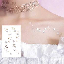 Body Paint 1Sheet Gold Silver Tattoo Waterproof Bronzing Star Make Up Body Face Art Temporary Tattoo Sticker d240424