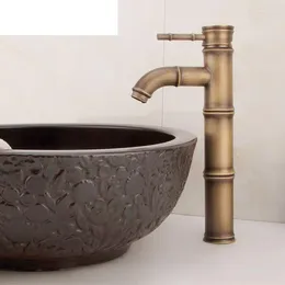 Bathroom Sink Faucets Brass European Antique All Copper Plus High Bamboo Joint Counter Basin Water Tap Faucet Pin Cold And Mixer Taps