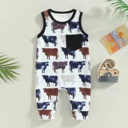 One-Pieces Citgeett Summer Infant Baby Boys Girls Clothes Sleeveless Cow Print Jumpsuit Playsuit Casual Clothes