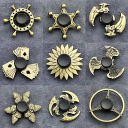 Decompression Toy Fingertip Gyro Toy(Bronze Color) Spinner Antique Brass Metal Hand Spinner Stress Relief Decompression Toy For Kids Adults Funny d240424