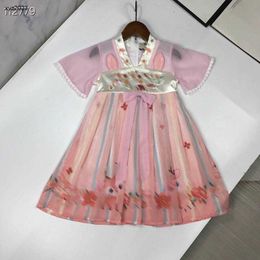 Fashion baby skirt Hanfu deer pattern print Princess dress Size 90-140 CM kids designer clothes summer girls partydress 24April