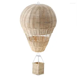 Decorative Figurines Nordic Hand-woven Rattan Small Air Balloon Kids Room Wall Hanging Decors Nursery Craft Decorations Po Props Gifts