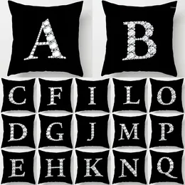 Pillow 45x45cm Crystal Diamonds Letter Printed 26 Letters English Alphabet Cover Polyester Decoration Sofa Pillowcase