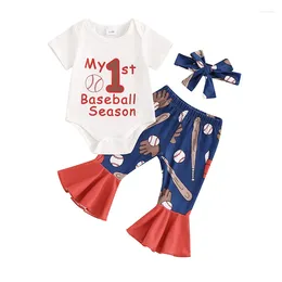 Clothing Sets Baby Girl Baseball Outfit My 1st Season Bodysuit Flare Pants Game Day Bell Bottoms Coming Home Set