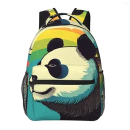 Backpack Panda Cartoon 70s Streetwear Backpacks Unisex Outdoor Style Big School Bags Custom Rucksack