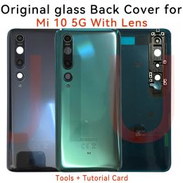 Frames Original For Xiaomi Mi 10 5G Mi10 Battery Cover Back Glass Housing With Adhesiv + Camera Glass Lens M2001J2G M2001J2I