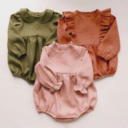 One-Pieces Summer Newborn Baby Girl Clothes Solid Colour Baby Rompers Cotton Long Sleeve Toddler Romper Infant Jumpsuit Clothing 024 Months