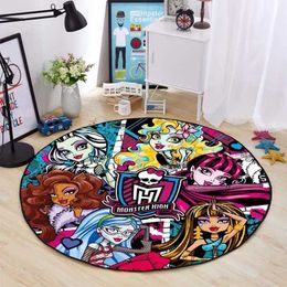 Carpet Monster High Doll Round Carpet Girls Kids Room Home Decor Printed Circle Rug Fashion Doll Children Play Area Rug Outdoor Rug T240422