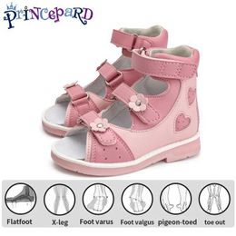 Sandálias infantil sandálias ortopédicas Princeard Girls Kids Sapatos corretivos com suporte de arco alto e tornozelo emparelhamento rosa brilhante 240423