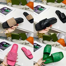 New Slippers Designer Sildes Printed Mesh Flat Sandals Women Double Letter Room Slippers Leather Slipper Fashion Flat Beach Outdoor Summer Hollow Out Flat Shoes