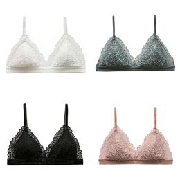 Women Suyadream Triangle Cups Bras 100%silk Lining Wire Free Thin Padding Sexy Lace Bra New 201202