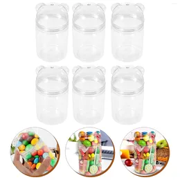 Storage Bottles 6 Pcs Candy Jar Cartoon Dried Fruit Plastic Bottle Snack Table Containers Child