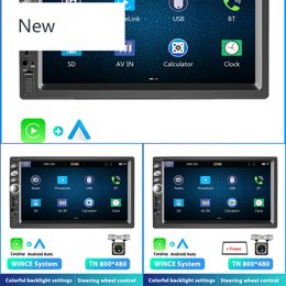 New 2din Car Stereo Radio 7" Carplay Universal Touch Screen Bluetooth FM Multimedia Player Support TF/USB Rear View