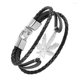 Link Bracelets JANEYACY 2024 Fashionable Double Heart Leather Bracelet Men High Quality Courage Knight Leaf Charm Men's Jewellery